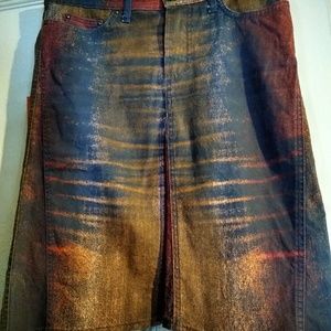 Just Cavalli Distressed Denim Skirt